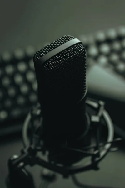 Tiro Vertical Microfone Streaming — Fotografia de Stock