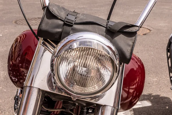 Modern Klasik Bir Motosikletin Detaylarını Yakından Çekeceğiz — Stok fotoğraf