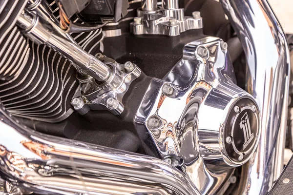 Närbild Detaljer Modern Klassisk Motorcykel — Stockfoto