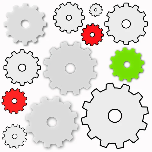 Illustration Simple Cogs Gears White Background — Stock Photo, Image