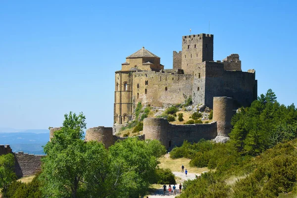 Gyönyörű Kilátás Nyílik Loarre Castle Loarre Spanyolország Szemben Tiszta Kék — Stock Fotó