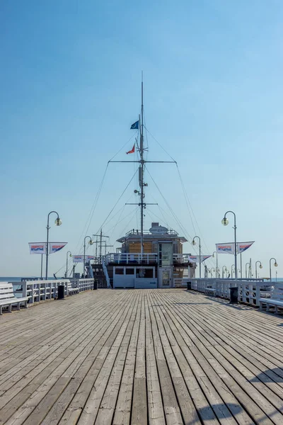 Elbla Polónia Junho 2021 Tiro Vertical Navio Porto Elblag Polônia — Fotografia de Stock