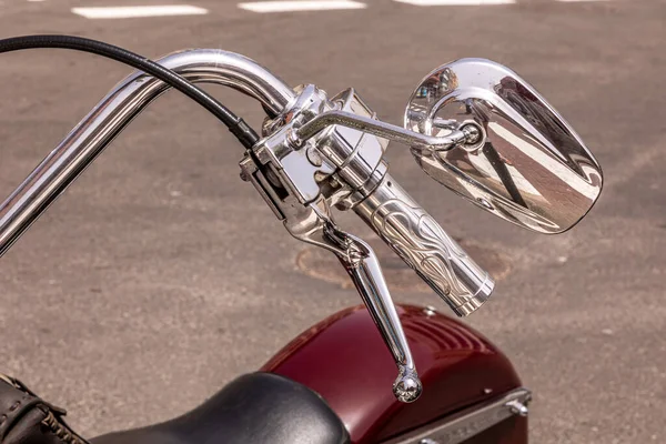 Nahaufnahme Von Details Eines Modernen Klassischen Motorrads — Stockfoto