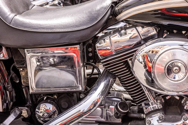 Närbild Detaljer Modern Klassisk Motorcykel — Stockfoto