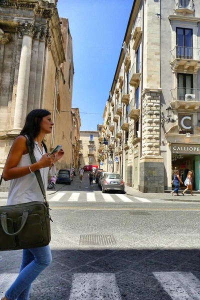 Catania Italië Jul 2021 Een Glimp Van Het Centrum Van — Stockfoto