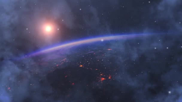 Αφηρημένο Διαστημικό Υπόβαθρο Σύμπαν Γεμάτο Αστέρια Και Αέριο Μακρινή Απεικόνιση — Αρχείο Βίντεο