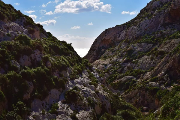 Zurrieq Malta Február 2015 Wied Babu Egy Meredek Alakú Völgy — Stock Fotó