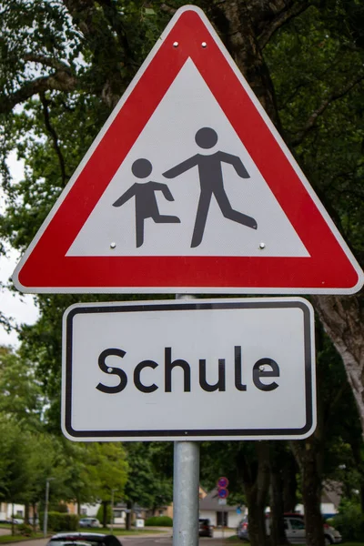 Schleswig Allemagne Juil 2021 Panneau Routier Pour Les Enfants Long — Photo