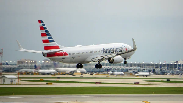 Chicago United States Jul 2021 American Airlines Flight Prepares Landing — Stock Photo, Image