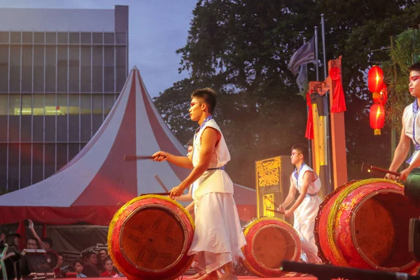 Georgetown Malaysia Lutego 2020 Zbliżenie Chińskiej Grupy Tanecznej Scenie Festiwalu — Zdjęcie stockowe