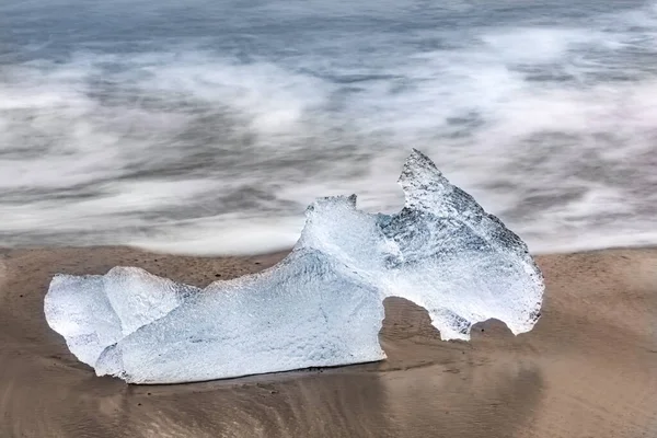 Primer Plano Del Derretimiento Del Hielo Costa Islandia —  Fotos de Stock