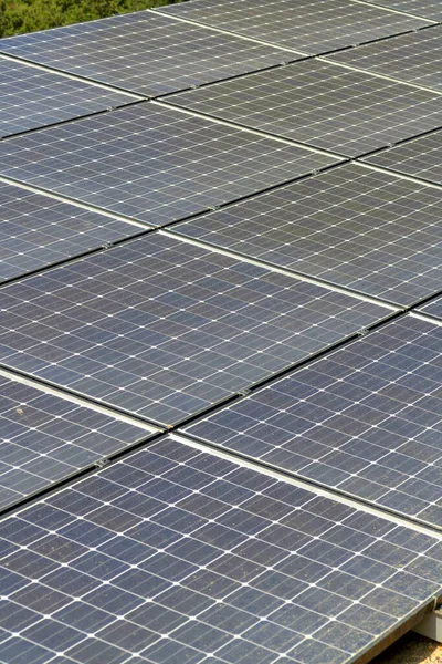 Una Toma Vertical Paneles Solares Utilizados Como Energía Renovable — Foto de Stock