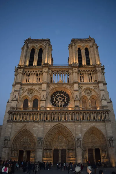 Чудовий Вид Собору Нотр Дам Парижі Франція Вночі — стокове фото