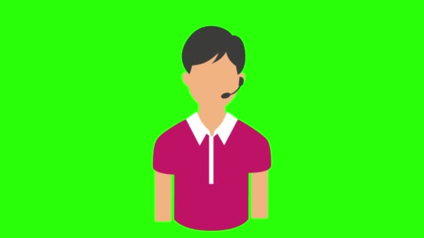 Support Man Icon Green Background — Stock Video