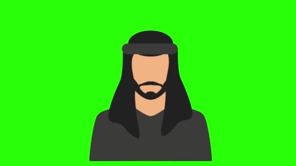 Арабський Персонаж Людини Зеленому Фоні — стокове відео