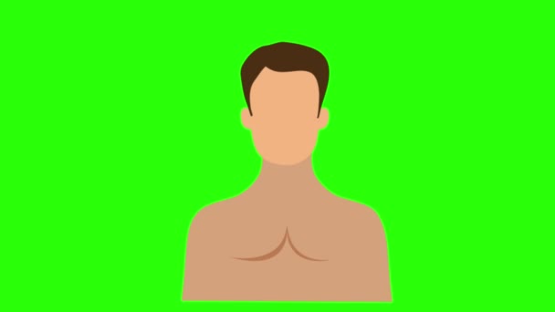 Man Character Green Background — Stock Video