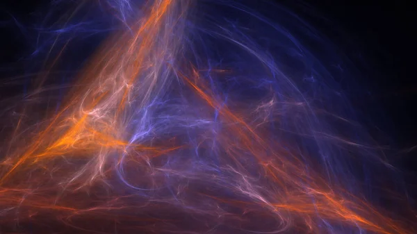 Een Digitale Illustratie Van Gloeiende Oranje Blauwe Lichtlijnen Met Elkaar — Stockfoto
