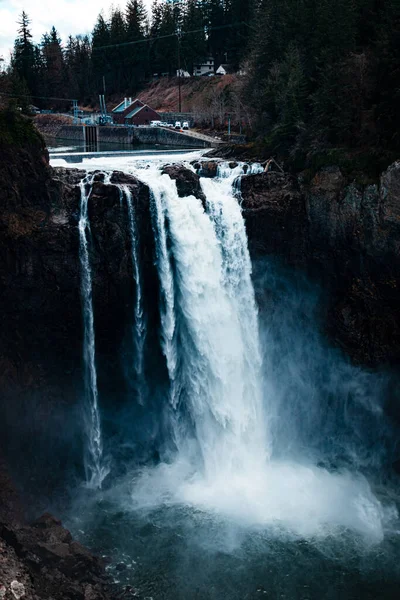 Disparo Vertical Snoqualmie Falls Snoqualmie Los — Foto de Stock