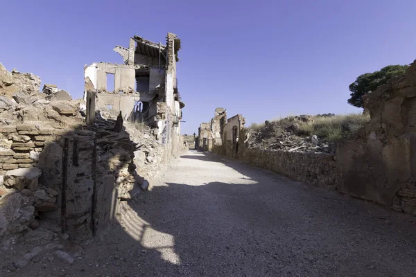 Les Ruines Village Belchite Dans Province Saragosse Espagne Après Guerre — Photo