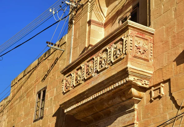 San Lawrenz Gozo Malta Dic 2015 Balcone Pietra Calcarea Maltese — Foto Stock