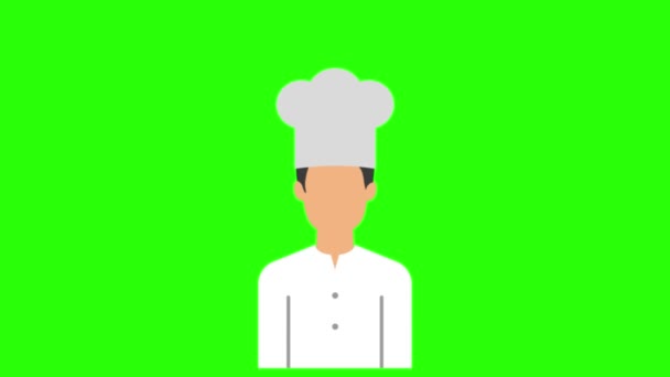 在绿色背景上的厨师 — 图库视频影像