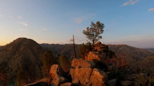 Bela Paisagem Com Uma Árvore Uma Montanha — Vídeo de Stock