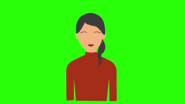Молодая Женщина Зеленом Фоне — стоковое видео