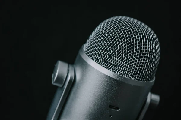 Microphone Isolated Black Background — Stock Photo, Image