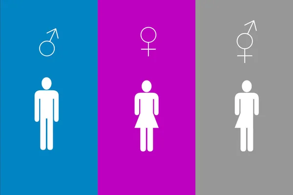 Illustration Three Gender Signs Distinguished Person Figures Colors — Stock Photo, Image