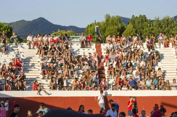 Mijas Ισπανια Ιουλ 2015 Θεατές Μια Ταυρομαχία Στο Χωριό Mijas — Φωτογραφία Αρχείου