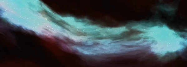 Ψηφιακή Απεικόνιση Ενός Πολύχρωμου Μπλε Νεφελώματος Λαμπερά Αστέρια Στη Μέση — Φωτογραφία Αρχείου