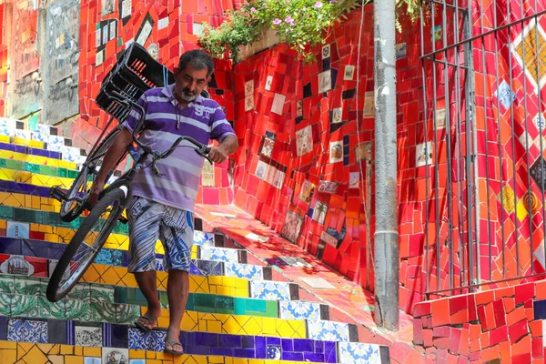 Brazil Dec 2017 Een Blik Een Man Die Zijn Fiets — Stockfoto