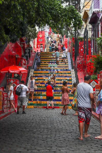 Rio Janeiro Brasil 2017 Plano Vertical Colorida Escadaria Selaron Santa — Foto de Stock