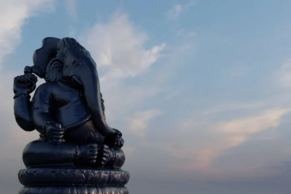 Rendering Hindu Black Elephant Statue Cloudy Sky Background — Stock Photo, Image