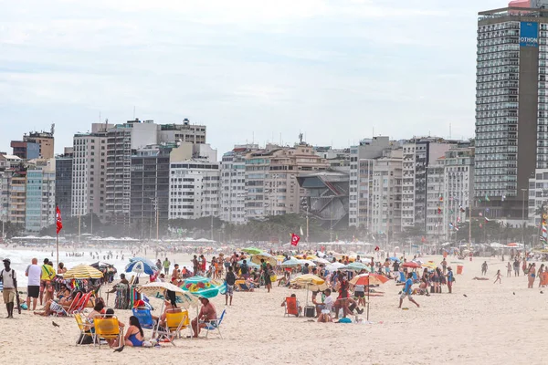 Rio Janeiro Brasil 2017 Una Vista Una Playa Con Mucha —  Fotos de Stock