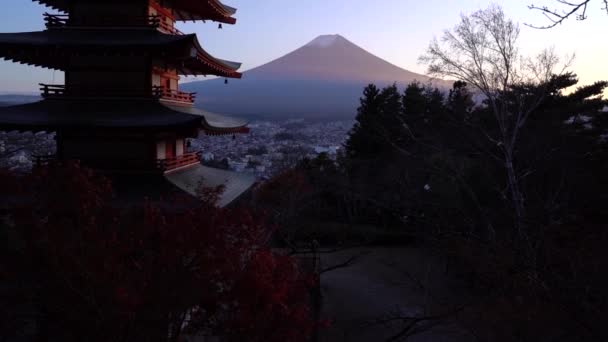 Schöne Landschaft Des Berges Fuji Hintergrund Des Himmels — Stockvideo