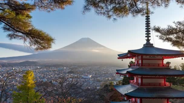 Bellissimo Paesaggio Della Montagna Fuji Nella Stagione Autunnale — Video Stock