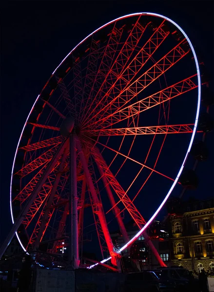 Dusseldorf Germany Jul 2021 Dusseldorfs Ferris Wheel Вночі — стокове фото