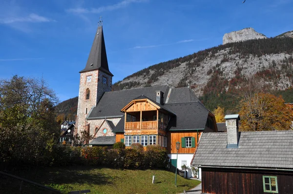 Igreja Aldeia Altaussee Estíria Áustria Salzkammergut — Fotografia de Stock