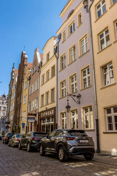 Gdansk Pologne Juin 2021 Vue Verticale Une Belle Rue Avec — Photo