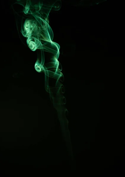 Closeup Abstract Green Smoke Black Background — Stock Photo, Image