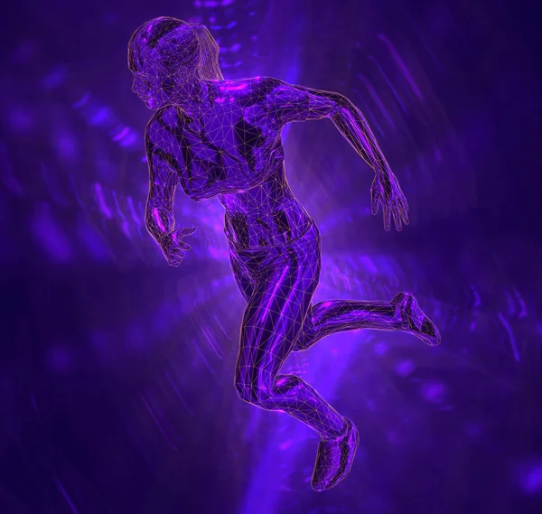 Eine Darstellung Einer Silbernen Jogger Trophäe Auf Violettem Hintergrund — Stockfoto
