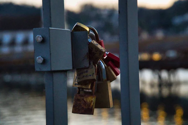 Luzern Suíça Julho 2021 Close Uma Trava Romântica Lucerna Suíça — Fotografia de Stock