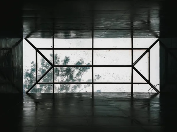 Une Vue Noir Blanc Des Fenêtres Modernes Abstraites — Photo