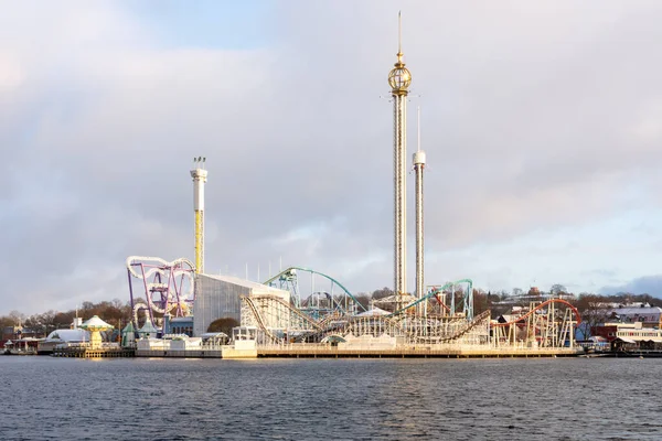 Der Historische Vergnügungspark Grona Lund Unter Dem Wolkenverhangenen Himmel Stockholm — Stockfoto