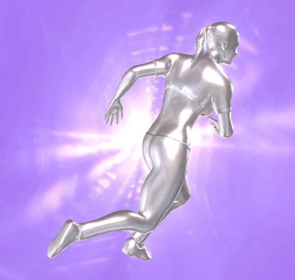 Eine Darstellung Einer Silbernen Jogger Trophäe Auf Violettem Hintergrund — Stockfoto