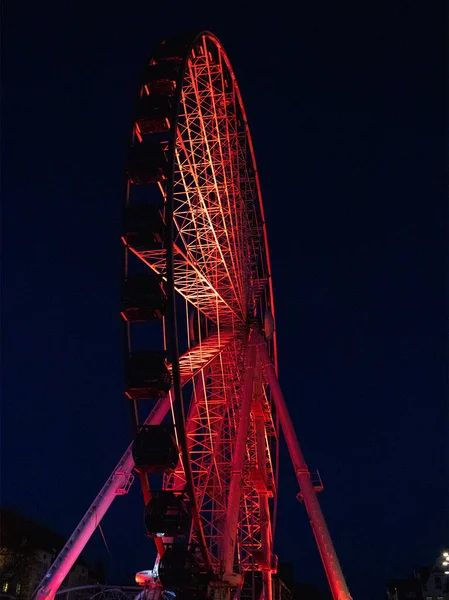 Dusseldorf Alemania Abr 2021 Dusseldorfs Ferris Wheel Night —  Fotos de Stock