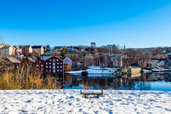 Красивый Вид Город Зимой Норвежском Тронхейме — стоковое фото