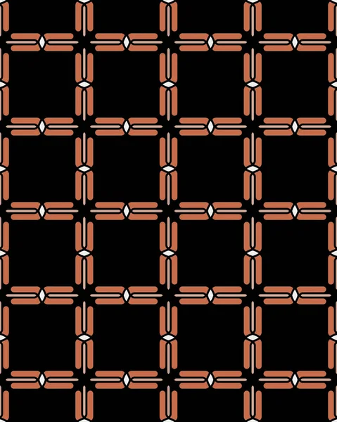 黒の背景に茶色の正方形の要素を持つシームレスなタイルパターン — ストック写真