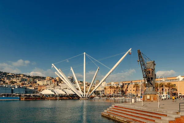 Una Vista Panorámica Del Puerto Génova Italia Sobre Fondo Cielo —  Fotos de Stock